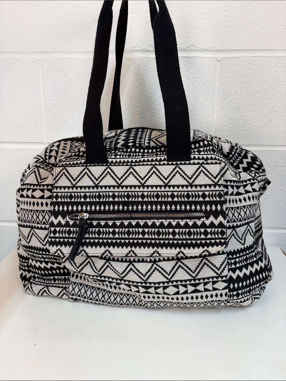 Boho Weekender Duffle Bag Black and White